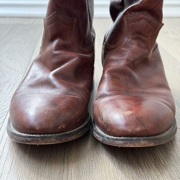 Justin Roper Boots Men 9.5D Classic Deerlite Roper Western Chestnut Marbled 3163 - Picture 4 of 15